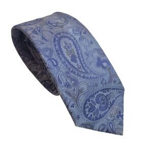 Geoffrey Beene Blue 100% Silk Men's Paisley Formal Necktie 60" x 3.5" Tie